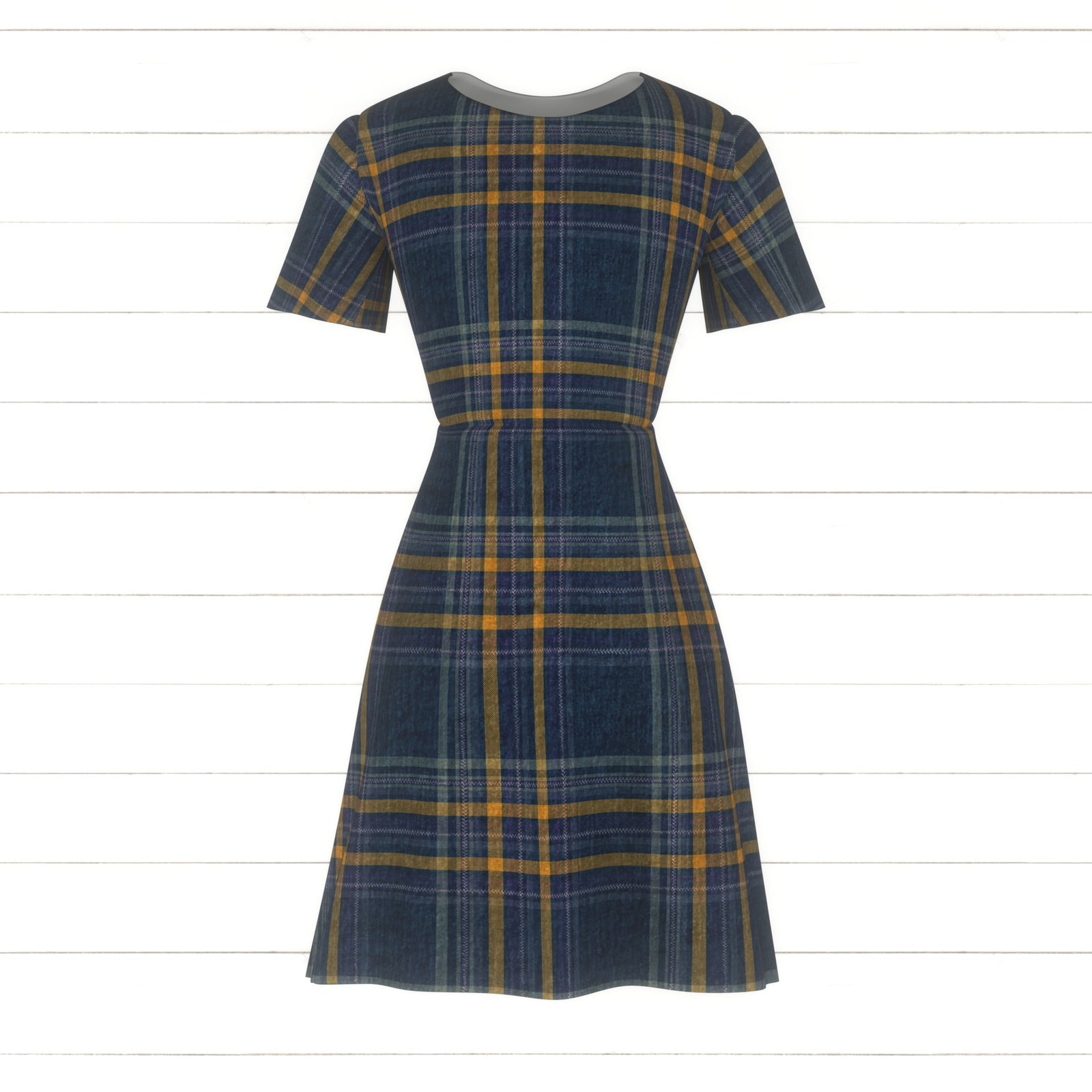 Golden Mustard Indigo Heritage Plaid with Classic Woven Tartan Texture