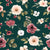 Blush Pink and Red Watercolor Flowers on Emerald Green Image