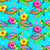 Tropical Rainbow Sea Turtles on Aqua Blue Image