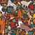 Autumn paw-fection // brown oak background dogs jumping and dancing with many leaves in fall colors Image