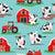 Rustic Cows Barnyard Red and Blue Image