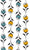 American Folksy Floral Bright Yellow & Aqua Ditsy flowers alternating Stripes on White. Image