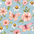 Penelope Pink Butterfly Floral on Blue Image