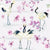 Japanese cranes with pink blossom Image