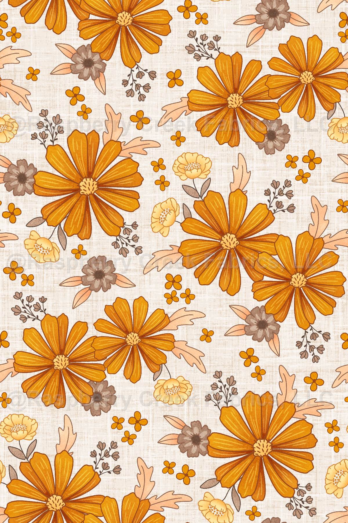 Harvest Floral on Cream, Paws & Pumpkins by Krystal Winn Design
