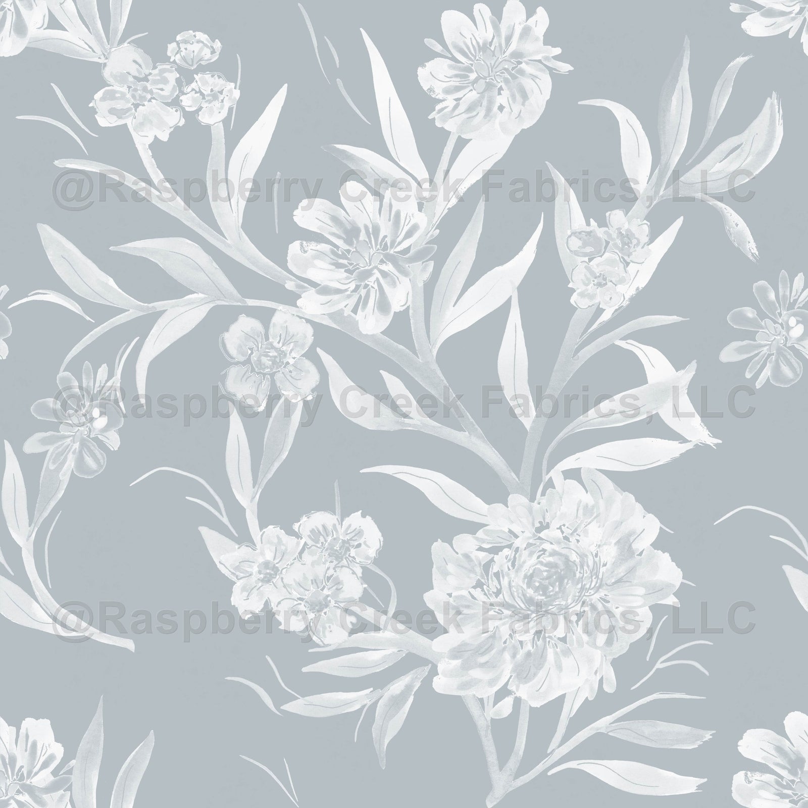 Tree Flowers in Dusty Blue by Lisee Ree | climbing floral motif for wallpaper