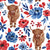 Patriotic Highland Cow Floral Image