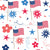 American Flags with Red and Blue Preppy Daises and Stars Image
