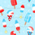 Red White Blue USA Ice Pops Snow Cones Pattern Light Blue Image