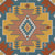 Vibrant Southwestern Diamond Sunburst in Mustard, Teal, and Rust Earth Tone Image