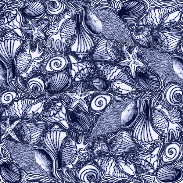 Suzy Sells Sea Shells and Ripples in blue - Raspberry Creek Fabrics