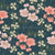 Light Pink and Red up and down flowers with small wildflower bunches on a deep blue background Image