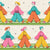 Retro Rainbow and Beige Pattern Parade Colorful Girls Whimsical Walk Image