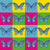 Pop Art Butterflies on Blue Yellow Pink and Green Image