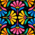 Colorful Watercolor Bright Bold Rainbow and Black Deco Blooms Pop Art Image