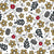 Team Spirit Hockey Sticks and Pucks Floral in Gold and Steel Grey Image
