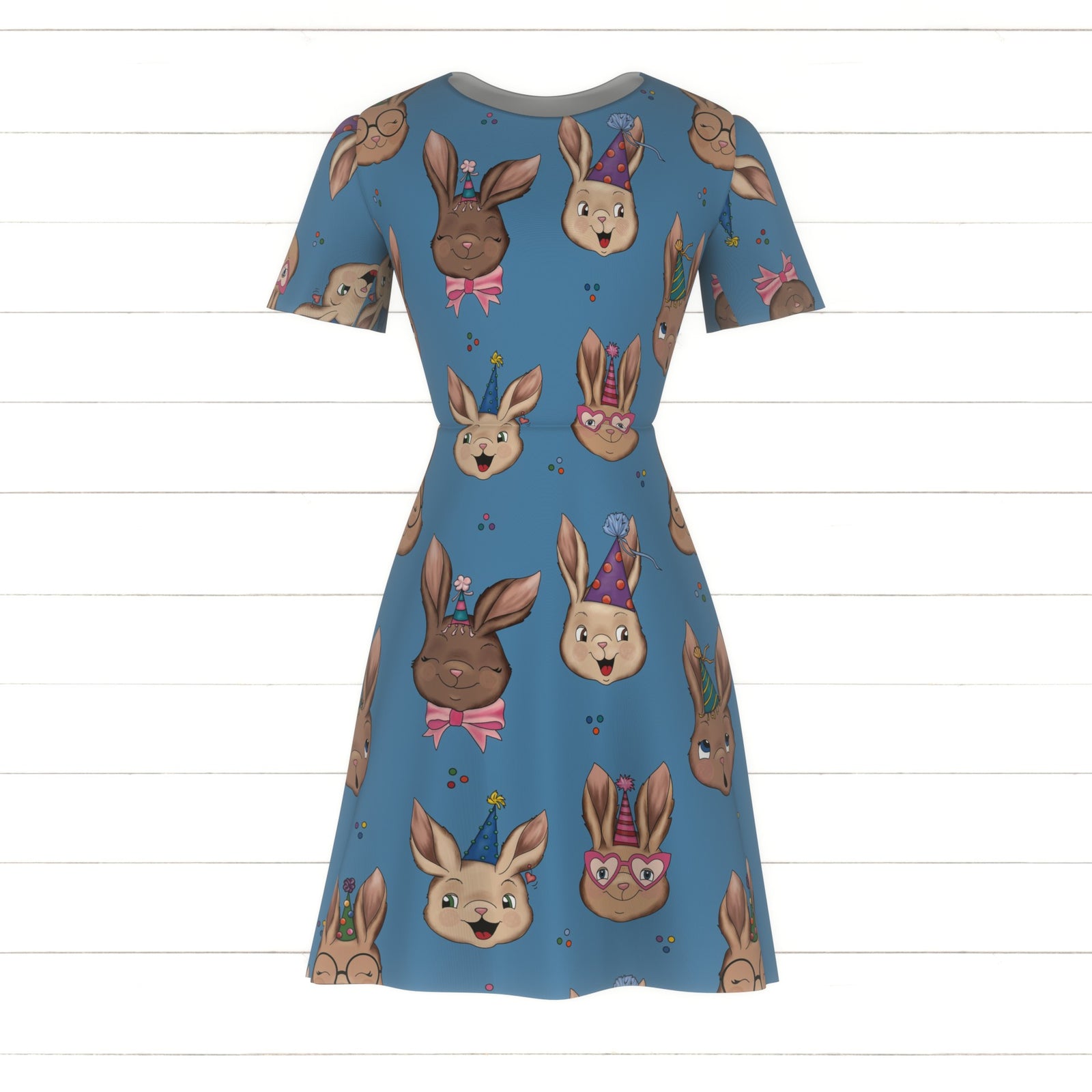 Party Bunnies on Blue by Lisa Wornham