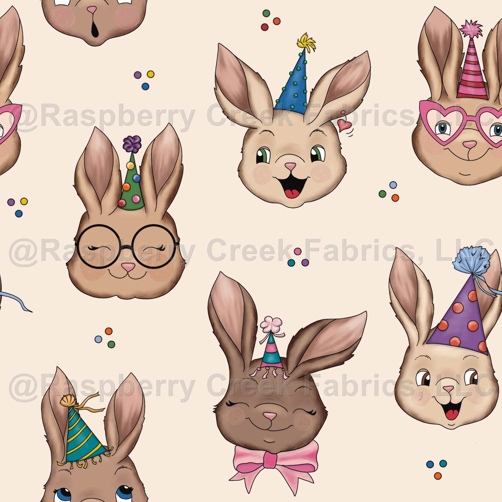 Party Bunnies on cream by Lisa Wornham