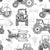 Tractor Blueprint by MirabellePrint / Black on White Background Image
