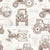 Tractor Blueprint by MirabellePrint / Off-White Linen Textured Background Image
