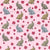 Rabbits and Pimpernel Floral on Pink Image