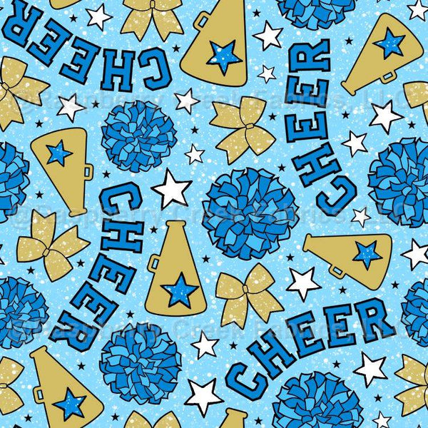 Cheer Spirit in Blue and Gold - Raspberry Creek Fabrics