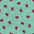Tossed Christmas Red Satin Bows and Snowy White Dots on Textured Aqua Green Image