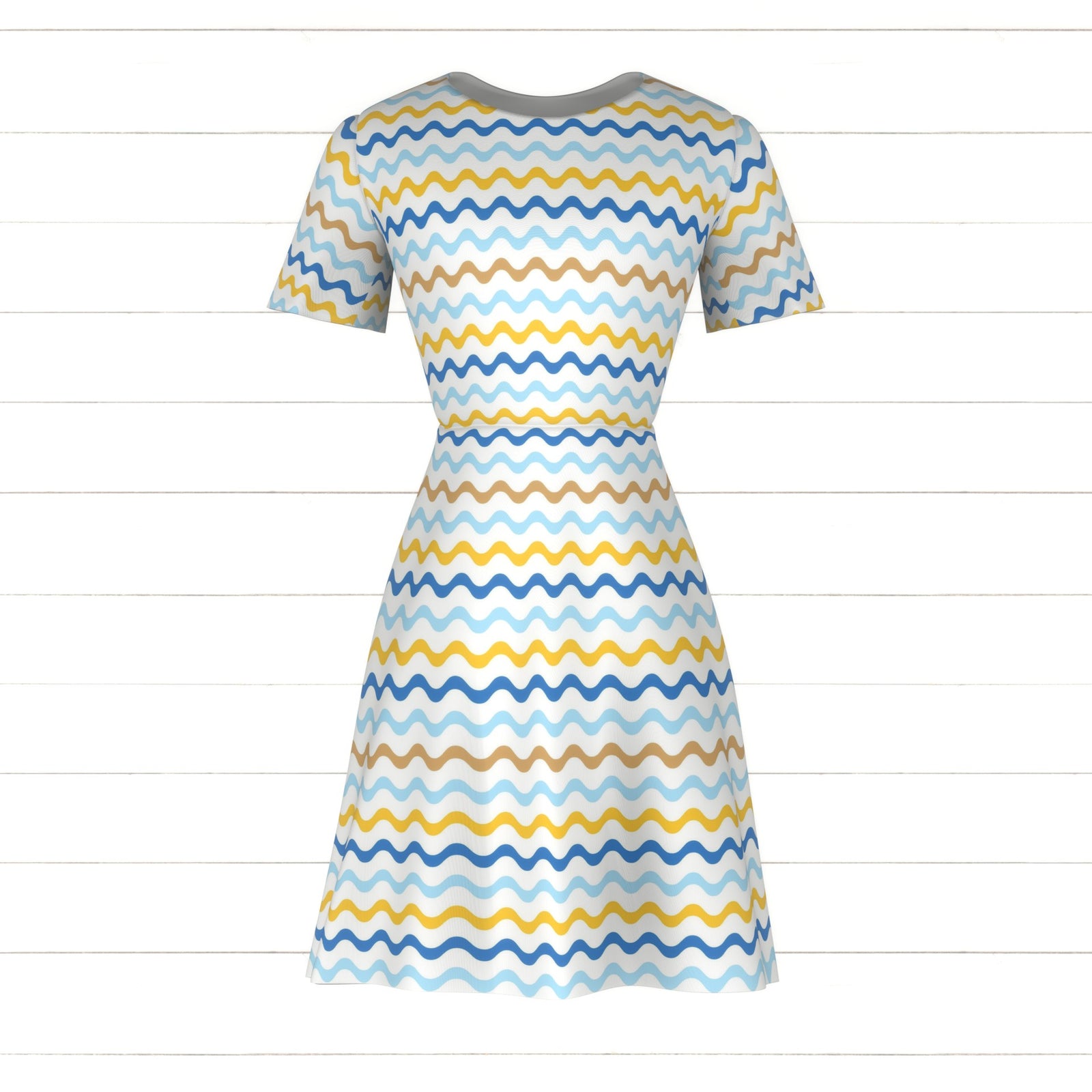 Hanukkah Wavy Stripes in Yellow Blue Gold