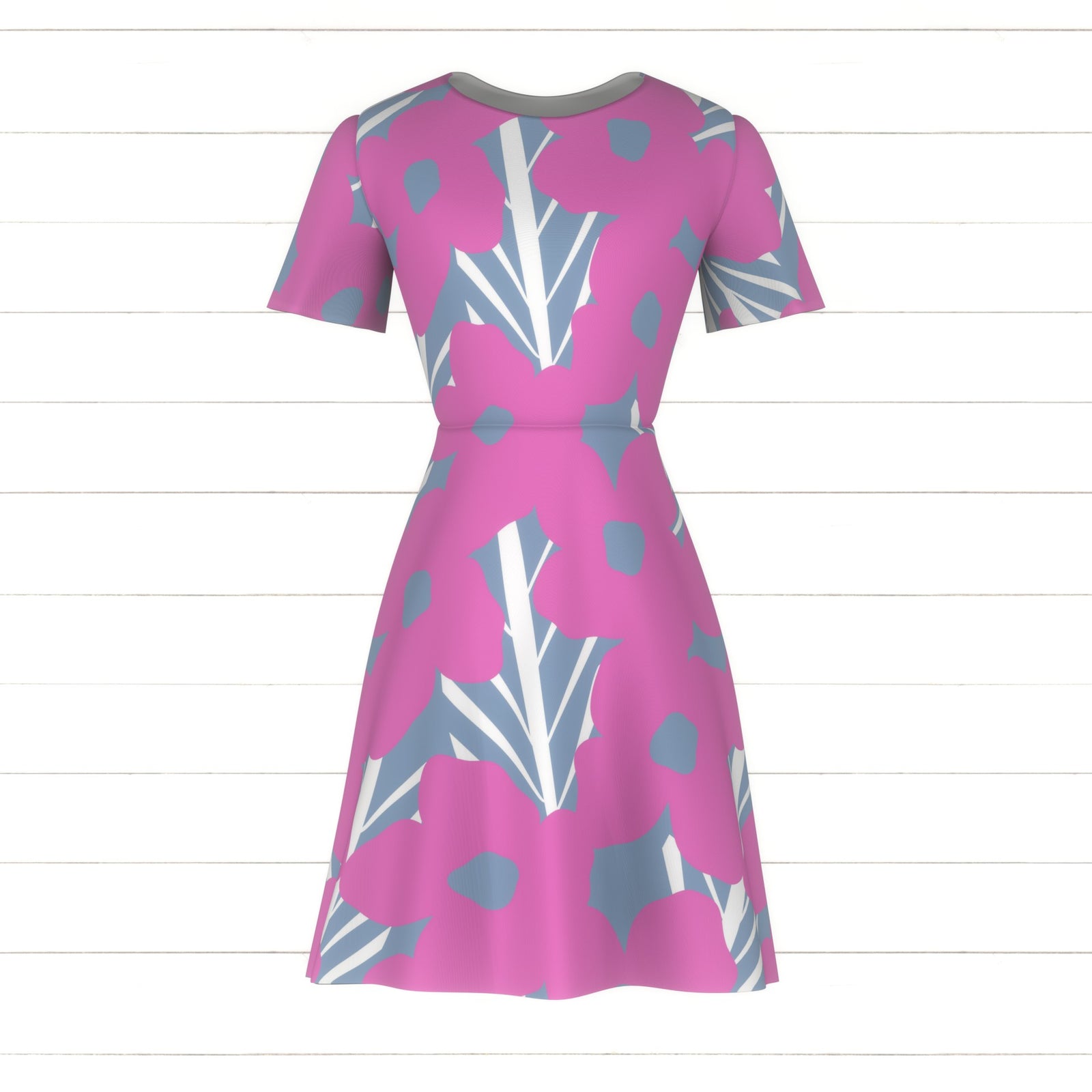 Botanical Nouveau (M) - Pink & Gray Blue by Betty Louise Studio