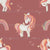 Unicorns And Rainbows On Terracotta | Unicorns & Rainbows Collection By JuneyB Design Image