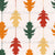 Ikat Oak Leaves Autumn Green Red Orange Yellow Fall Stripes Botanical, Ikat Oak Leaves by Dawn K Designs Image