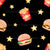 Burgers and Fries Stars Fast Food Black Image
