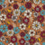 American Folksy Floral - Hero 01 Red, Aqua, Khaki, Yellow on Pumpkin Image