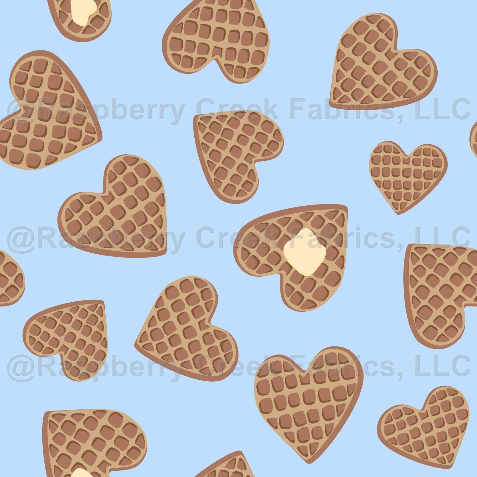 Heart Waffles with Butter Toss on Blue