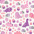 cute dinosaurs / pink and purple / B - white Image