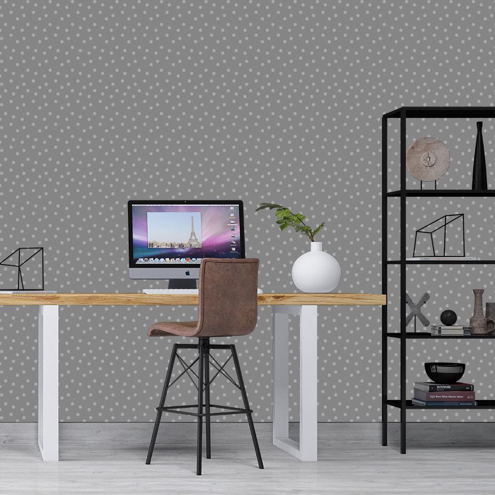 Modern Polka Dots on Gray