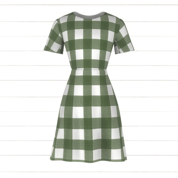 green and white checkered dress Vintage Sage Gingham Size:3XL 19.5
