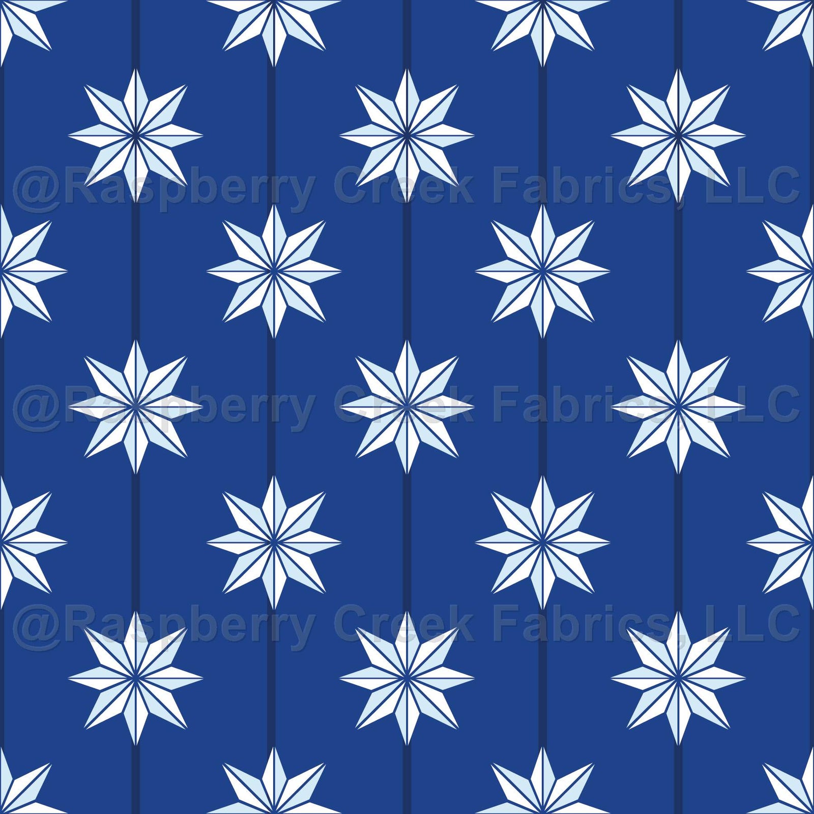 NorthStar Christmas Collection – Royal Blue With Light Blue and White Stars in Line Design – Royal Blue With Light Blue and White
