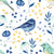 Sweet Little Birds and Flowers on White Image