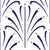 Art Nouveau Fans in Navy Blue, Gold Tone, White Pattern Design Image