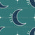Space Girl & Space Boy - Crescent Moons & Stars on Dark Teal Image