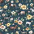 Horses and Flowers on Dark Blue Image