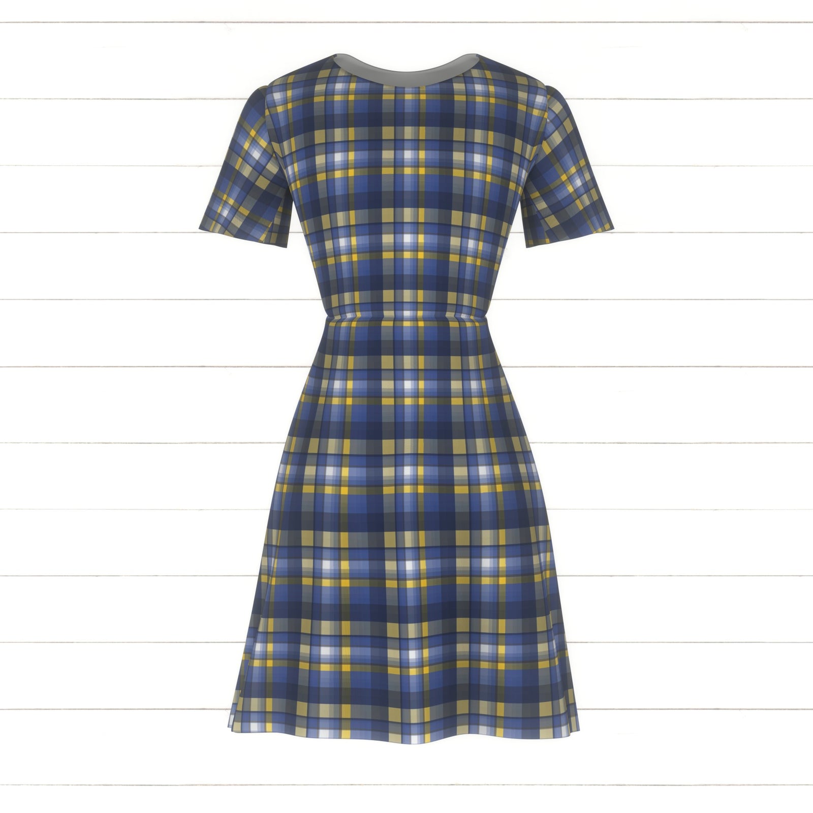 Blue Yellow Gray Brushstroke Basketweave Stripe Plaid