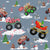 Monster trucks, racing, winter, jingle jam, boys, kids, whimsical, gray, candy cane, gingerbread, Christmas, snowman, pajama, blue Image