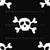 Pirate Skull Cross Bones Black and White Image
