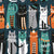 High Gothic Halloween Cats // pine green background orange grey green white and black kittens Image