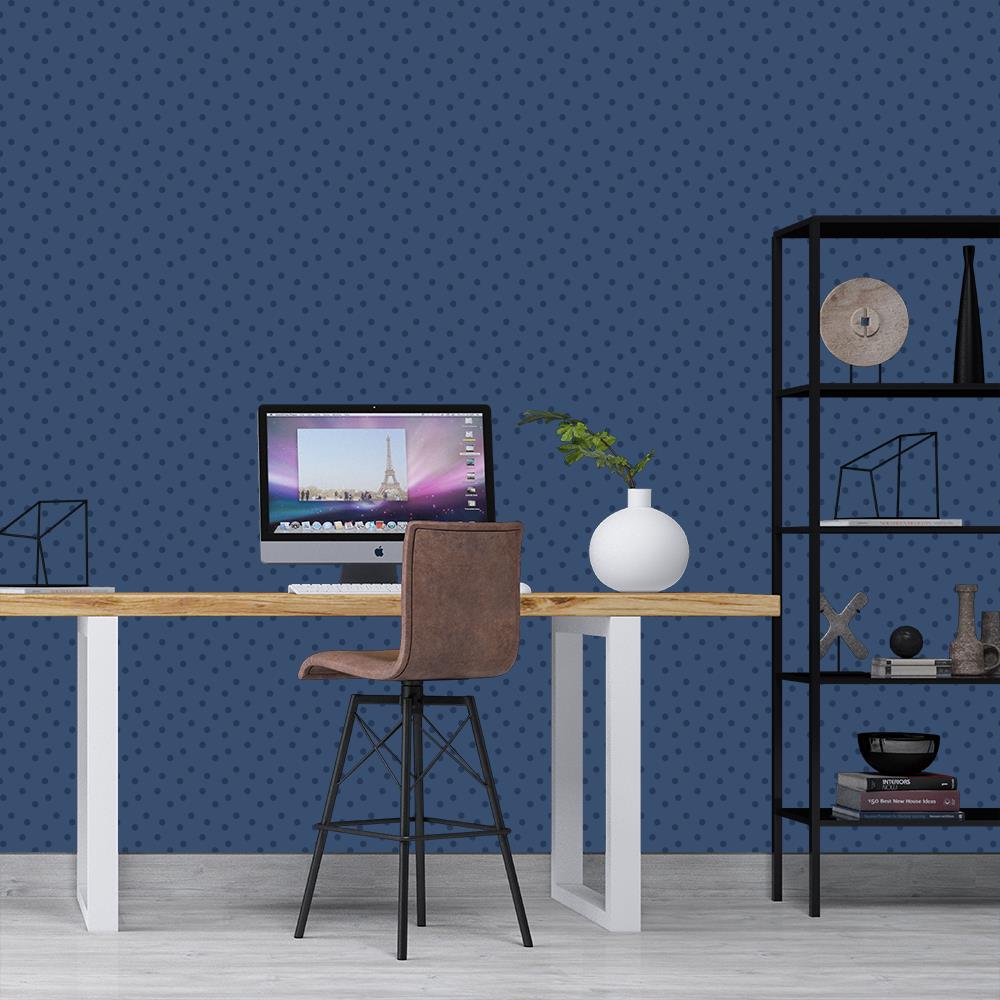 Modern Polka Dots 2 on Dark Blue