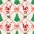 Vintage Christmas Santa Claus and Christmas Trees Pink Ribbon Argyle Image