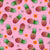 Pineapple doodles in bright shades of pink & orange on a pink with dark pink swiss dot base. Hibiscus blooms & 50s style stars fill out the whimsical tropical feel. Tropical Flamingo Collection by Heidi Myers Art. Image