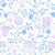 [L] Vintage Floral Tea Picnic - Pastel Pink Blue #P240123 Image